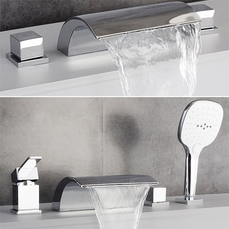 Contemporary Bath Faucet Trim Metal Deck Mounted Bathroom Faucet Clearhalo 'Bathroom Remodel & Bathroom Fixtures' 'Bathtub Faucets' 'bathtub_faucets' 'Home Improvement' 'home_improvement' 'home_improvement_bathtub_faucets' 6423810