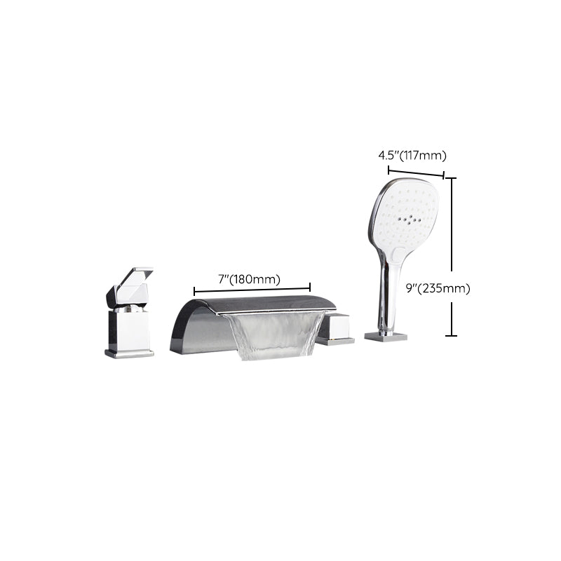 Contemporary Bath Faucet Trim Metal Deck Mounted Bathroom Faucet Clearhalo 'Bathroom Remodel & Bathroom Fixtures' 'Bathtub Faucets' 'bathtub_faucets' 'Home Improvement' 'home_improvement' 'home_improvement_bathtub_faucets' 6423820