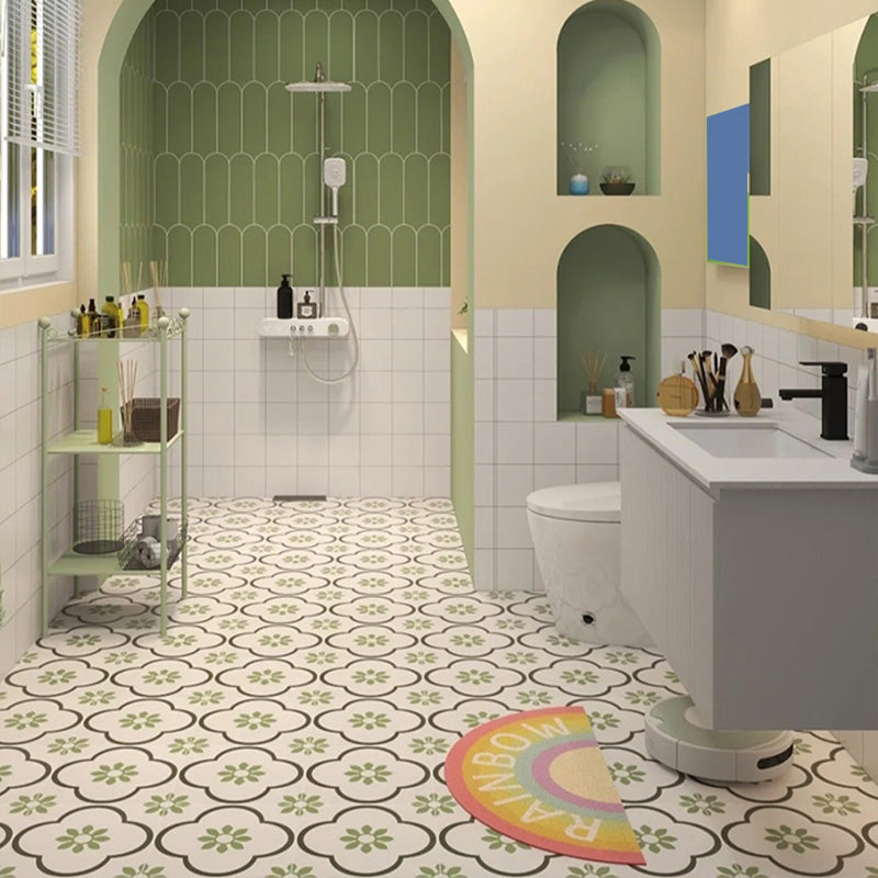 Square Ceramic Matte Straight Edge Singular Tile Moroccan Bathroom Floor Light Green 42 Pieces Clearhalo 'Floor Tiles & Wall Tiles' 'floor_tiles_wall_tiles' 'Flooring 'Home Improvement' 'home_improvement' 'home_improvement_floor_tiles_wall_tiles' Walls and Ceiling' 6423863