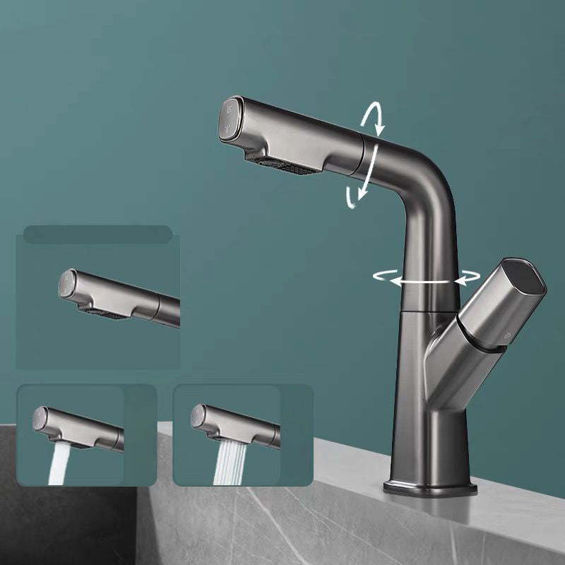 Modern Vessel Faucet Brass Lever Handles Swivel Spout Bathroom Sink Faucet Clearhalo 'Bathroom Remodel & Bathroom Fixtures' 'Bathroom Sink Faucets' 'Bathroom Sinks & Faucet Components' 'bathroom_sink_faucets' 'Home Improvement' 'home_improvement' 'home_improvement_bathroom_sink_faucets' 6423976