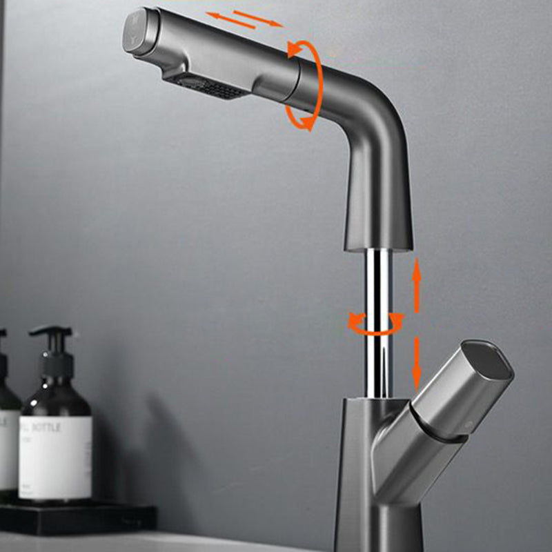 Modern Vessel Faucet Brass Lever Handles Swivel Spout Bathroom Sink Faucet Clearhalo 'Bathroom Remodel & Bathroom Fixtures' 'Bathroom Sink Faucets' 'Bathroom Sinks & Faucet Components' 'bathroom_sink_faucets' 'Home Improvement' 'home_improvement' 'home_improvement_bathroom_sink_faucets' 6423987