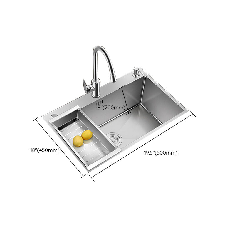 Contemporary Style Kitchen Sink Stainless Steel Colorfast Drop-In Kitchen Sink Clearhalo 'Home Improvement' 'home_improvement' 'home_improvement_kitchen_sinks' 'Kitchen Remodel & Kitchen Fixtures' 'Kitchen Sinks & Faucet Components' 'Kitchen Sinks' 'kitchen_sinks' 6424895