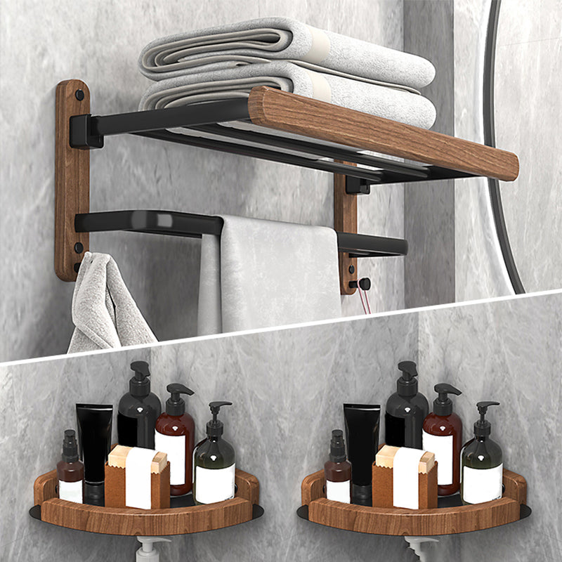 Metal and Wood Bathroom Accessory as Individual or as a Set without Punching 3-Piece Set Clearhalo 'Bathroom Hardware Sets' 'Bathroom Hardware' 'Bathroom Remodel & Bathroom Fixtures' 'bathroom_hardware_sets' 'Home Improvement' 'home_improvement' 'home_improvement_bathroom_hardware_sets' 6426401