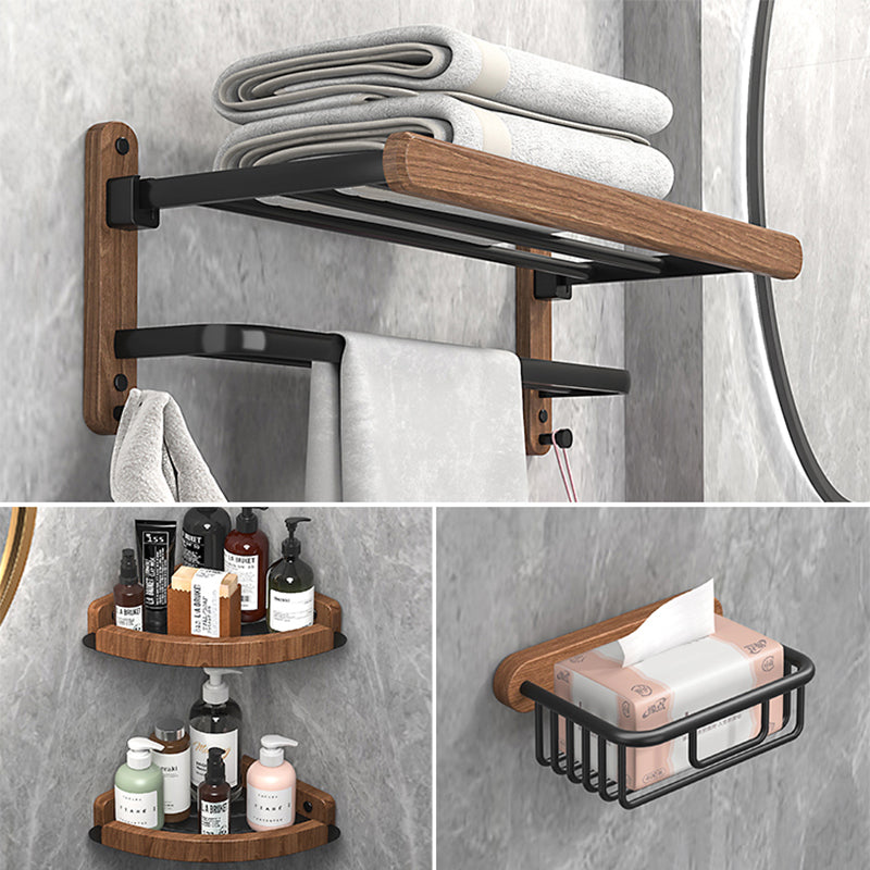 Metal and Wood Bathroom Accessory as Individual or as a Set without Punching 4-Piece Set (Toilet Paper Holder) Clearhalo 'Bathroom Hardware Sets' 'Bathroom Hardware' 'Bathroom Remodel & Bathroom Fixtures' 'bathroom_hardware_sets' 'Home Improvement' 'home_improvement' 'home_improvement_bathroom_hardware_sets' 6426405