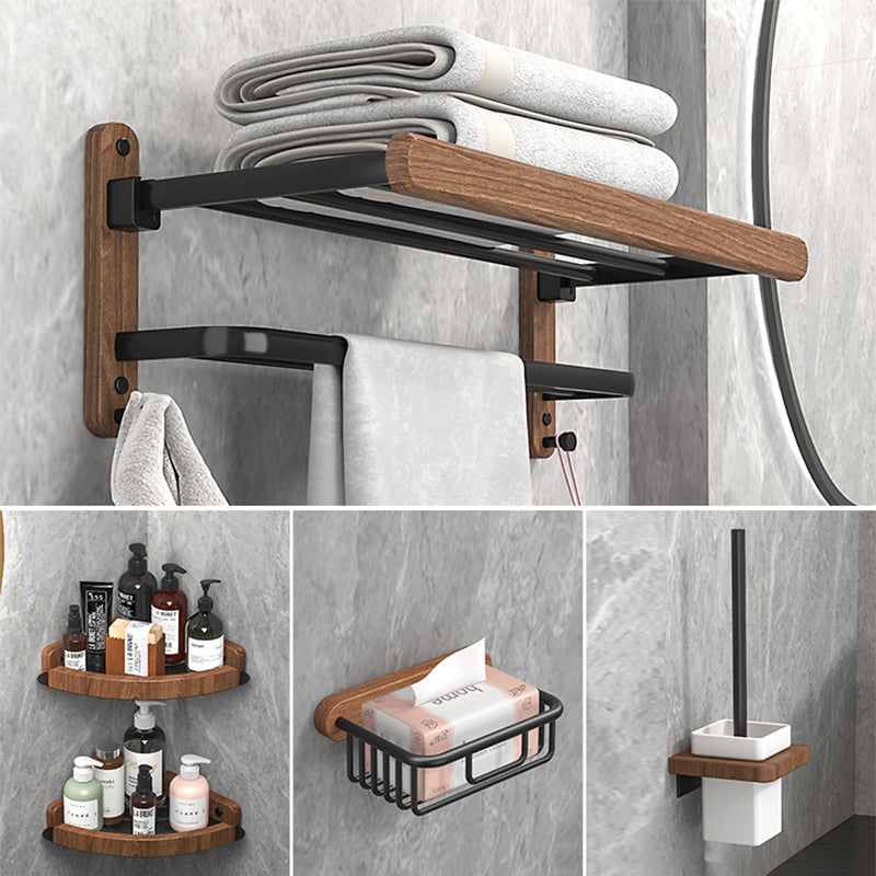 Metal and Wood Bathroom Accessory as Individual or as a Set without Punching 5-Piece Set (Toilet Brush) Clearhalo 'Bathroom Hardware Sets' 'Bathroom Hardware' 'Bathroom Remodel & Bathroom Fixtures' 'bathroom_hardware_sets' 'Home Improvement' 'home_improvement' 'home_improvement_bathroom_hardware_sets' 6426409