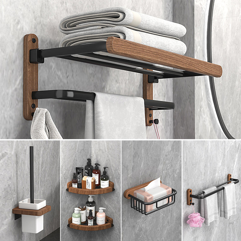 Metal and Wood Bathroom Accessory as Individual or as a Set without Punching 6-Piece Set Clearhalo 'Bathroom Hardware Sets' 'Bathroom Hardware' 'Bathroom Remodel & Bathroom Fixtures' 'bathroom_hardware_sets' 'Home Improvement' 'home_improvement' 'home_improvement_bathroom_hardware_sets' 6426410