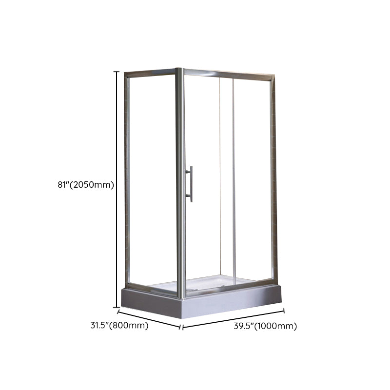 Corner Tempered Glass Shower Kit Silver Semi-Frameless Shower Kit Clearhalo 'Bathroom Remodel & Bathroom Fixtures' 'Home Improvement' 'home_improvement' 'home_improvement_shower_stalls_enclosures' 'Shower Stalls & Enclosures' 'shower_stalls_enclosures' 'Showers & Bathtubs' 6426533