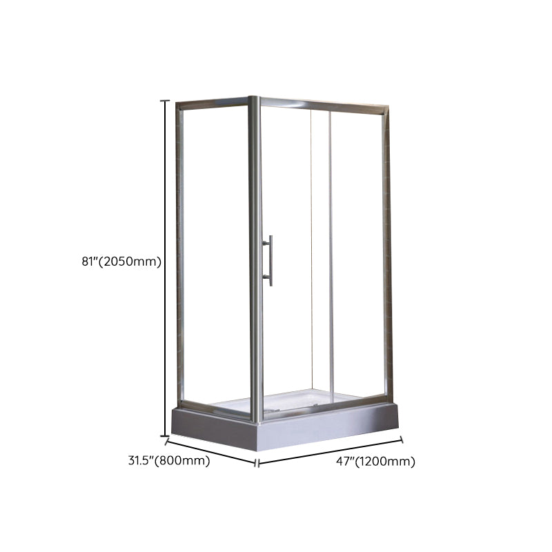 Corner Tempered Glass Shower Kit Silver Semi-Frameless Shower Kit Clearhalo 'Bathroom Remodel & Bathroom Fixtures' 'Home Improvement' 'home_improvement' 'home_improvement_shower_stalls_enclosures' 'Shower Stalls & Enclosures' 'shower_stalls_enclosures' 'Showers & Bathtubs' 6426535