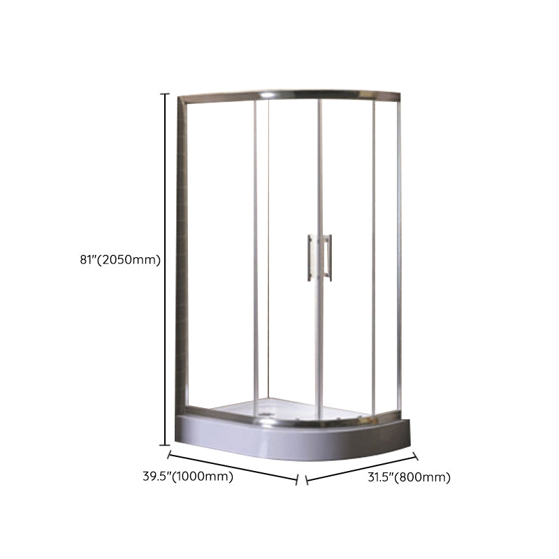 Corner Tempered Glass Shower Kit Silver Semi-Frameless Shower Kit Clearhalo 'Bathroom Remodel & Bathroom Fixtures' 'Home Improvement' 'home_improvement' 'home_improvement_shower_stalls_enclosures' 'Shower Stalls & Enclosures' 'shower_stalls_enclosures' 'Showers & Bathtubs' 6426538