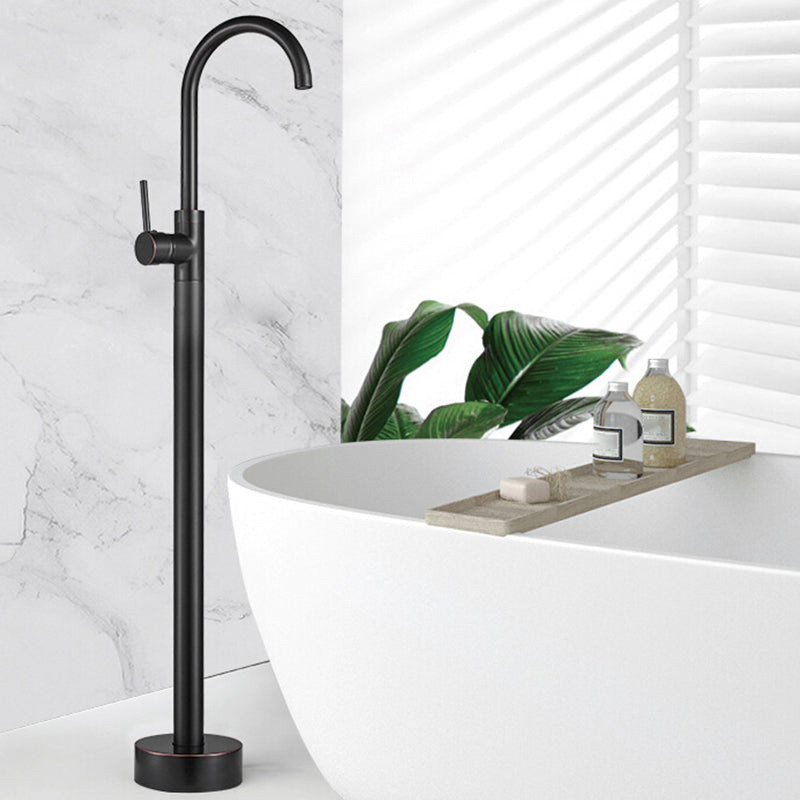 Modern Freestanding Tub Faucet Floor Mounted Lever Freestanding Tub Filler Trim Black Hand Shower Not Included Clearhalo 'Bathroom Remodel & Bathroom Fixtures' 'Bathtub Faucets' 'bathtub_faucets' 'Home Improvement' 'home_improvement' 'home_improvement_bathtub_faucets' 6426580