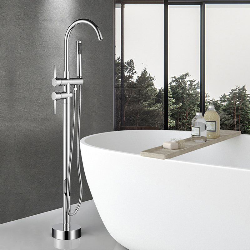 Modern Freestanding Tub Faucet Floor Mounted Lever Freestanding Tub Filler Trim Clearhalo 'Bathroom Remodel & Bathroom Fixtures' 'Bathtub Faucets' 'bathtub_faucets' 'Home Improvement' 'home_improvement' 'home_improvement_bathtub_faucets' 6426583