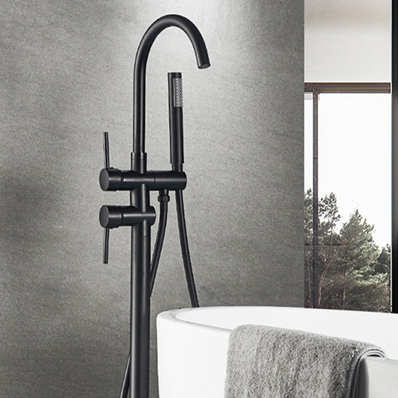 Modern Freestanding Tub Faucet Floor Mounted Lever Freestanding Tub Filler Trim Clearhalo 'Bathroom Remodel & Bathroom Fixtures' 'Bathtub Faucets' 'bathtub_faucets' 'Home Improvement' 'home_improvement' 'home_improvement_bathtub_faucets' 6426598