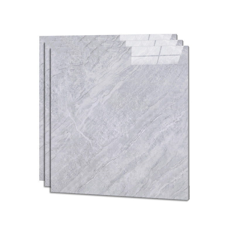 Square Ceramic Polished Straight Edge Singular Tile Marble Look Bathroom Floor White-Gray Clearhalo 'Floor Tiles & Wall Tiles' 'floor_tiles_wall_tiles' 'Flooring 'Home Improvement' 'home_improvement' 'home_improvement_floor_tiles_wall_tiles' Walls and Ceiling' 6427811