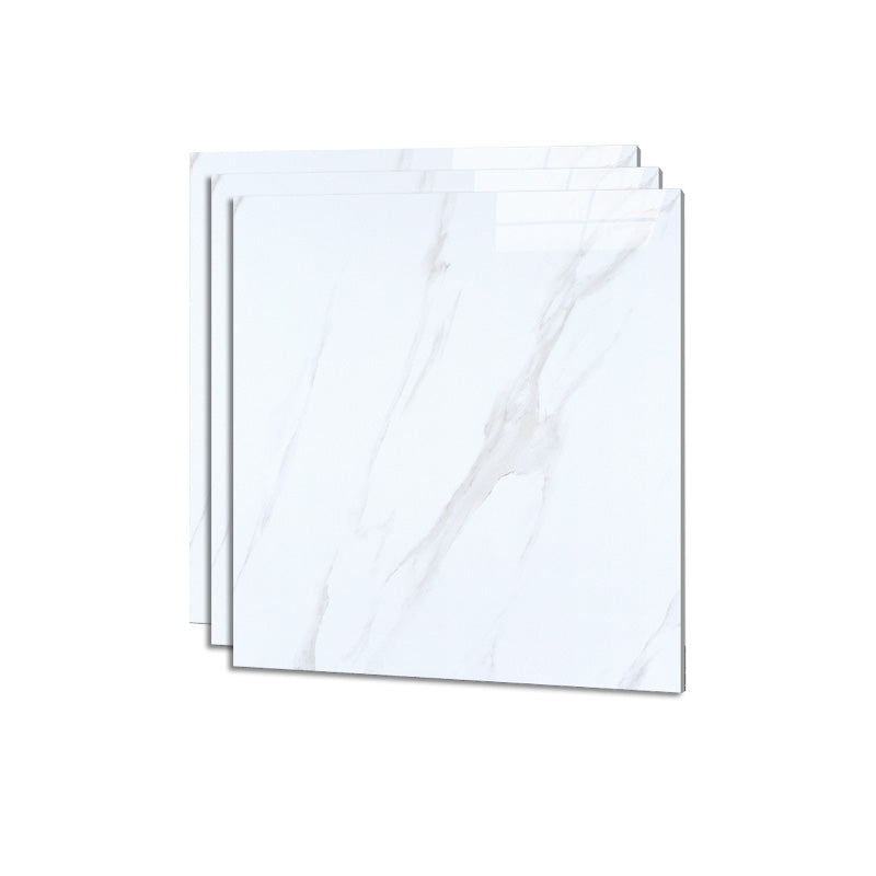 Square Ceramic Polished Straight Edge Singular Tile Marble Look Bathroom Floor Off-White Clearhalo 'Floor Tiles & Wall Tiles' 'floor_tiles_wall_tiles' 'Flooring 'Home Improvement' 'home_improvement' 'home_improvement_floor_tiles_wall_tiles' Walls and Ceiling' 6427815