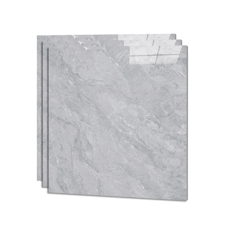 Square Ceramic Polished Straight Edge Singular Tile Marble Look Bathroom Floor Dark Gray Clearhalo 'Floor Tiles & Wall Tiles' 'floor_tiles_wall_tiles' 'Flooring 'Home Improvement' 'home_improvement' 'home_improvement_floor_tiles_wall_tiles' Walls and Ceiling' 6427816