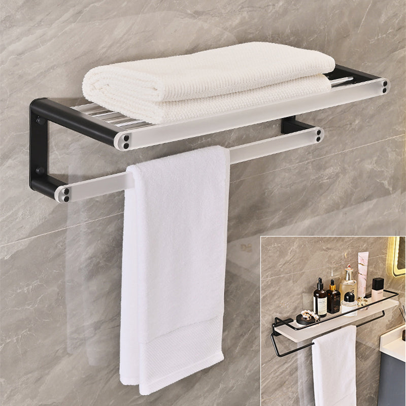 Metal and Acrylic Bathroom Accessory as Individual or as a Set in Black 2-Piece Set (Square Bath Shelf) Clearhalo 'Bathroom Hardware Sets' 'Bathroom Hardware' 'Bathroom Remodel & Bathroom Fixtures' 'bathroom_hardware_sets' 'Home Improvement' 'home_improvement' 'home_improvement_bathroom_hardware_sets' 6429158