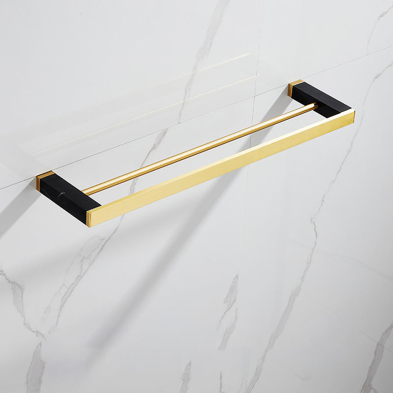 Metal and Marble Bathroom Minimalist Accessory as Individual or as a Set in Gold Towel Bar (Double Rods) Clearhalo 'Bathroom Hardware Sets' 'Bathroom Hardware' 'Bathroom Remodel & Bathroom Fixtures' 'bathroom_hardware_sets' 'Home Improvement' 'home_improvement' 'home_improvement_bathroom_hardware_sets' 6429213