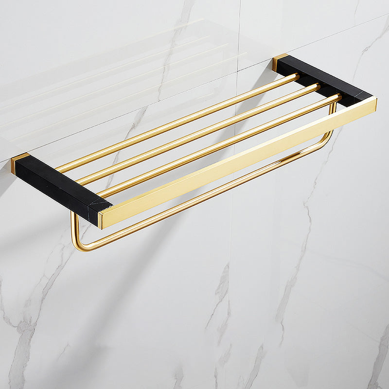 Metal and Marble Bathroom Minimalist Accessory as Individual or as a Set in Gold Towel Rack Clearhalo 'Bathroom Hardware Sets' 'Bathroom Hardware' 'Bathroom Remodel & Bathroom Fixtures' 'bathroom_hardware_sets' 'Home Improvement' 'home_improvement' 'home_improvement_bathroom_hardware_sets' 6429217