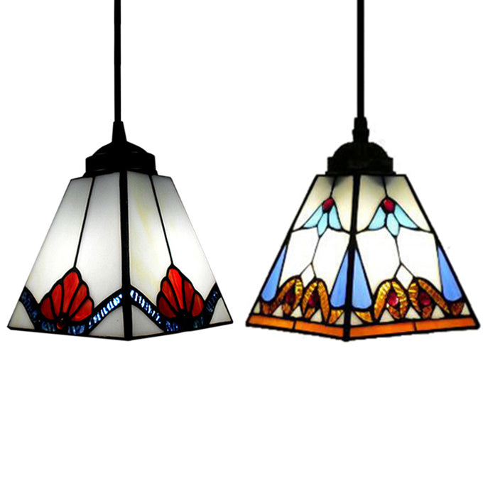 1 Bulb Magnolia/Shell Hanging Lamp Tiffany-Style Black Hand Cut Glass Pendant Light Fixture Clearhalo 'Ceiling Lights' 'Pendant Lights' 'Pendants' Lighting' 64353