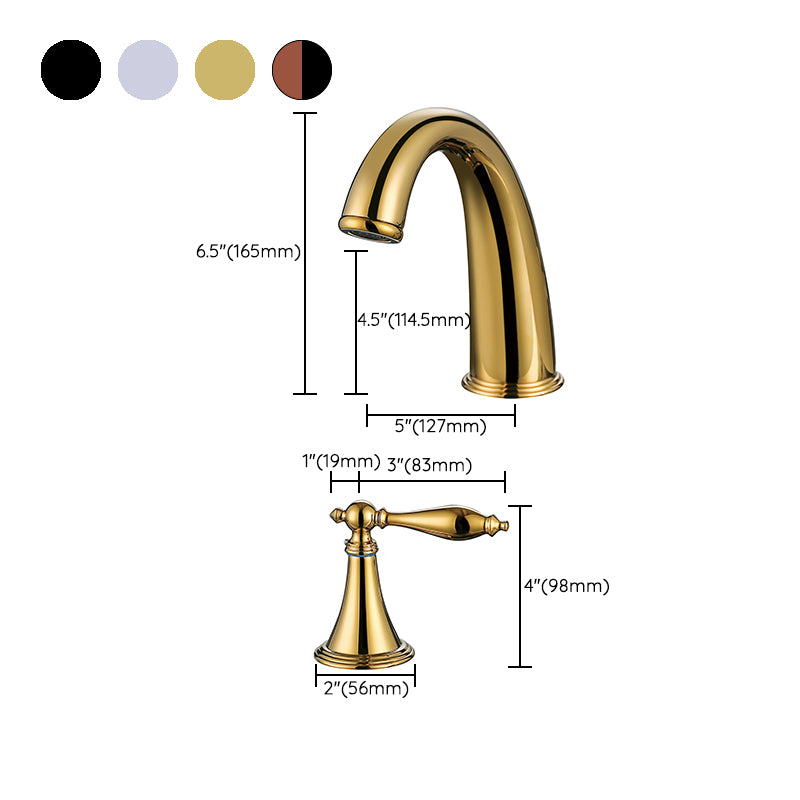 Glam Widespread Bathroom Faucet Lever Handles 3 Holes Low Arc Solid Brass Faucet Clearhalo 'Bathroom Remodel & Bathroom Fixtures' 'Bathroom Sink Faucets' 'Bathroom Sinks & Faucet Components' 'bathroom_sink_faucets' 'Home Improvement' 'home_improvement' 'home_improvement_bathroom_sink_faucets' 6438558