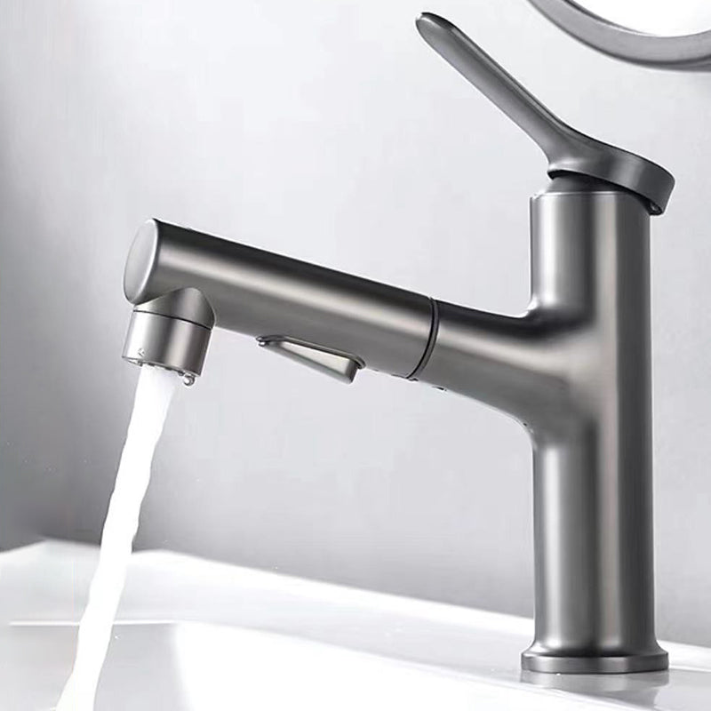Contemporary Style Faucet Single Lever Handle Faucet with Swivel Spout Smoke Gray Clearhalo 'Bathroom Remodel & Bathroom Fixtures' 'Bathroom Sink Faucets' 'Bathroom Sinks & Faucet Components' 'bathroom_sink_faucets' 'Home Improvement' 'home_improvement' 'home_improvement_bathroom_sink_faucets' 6438559