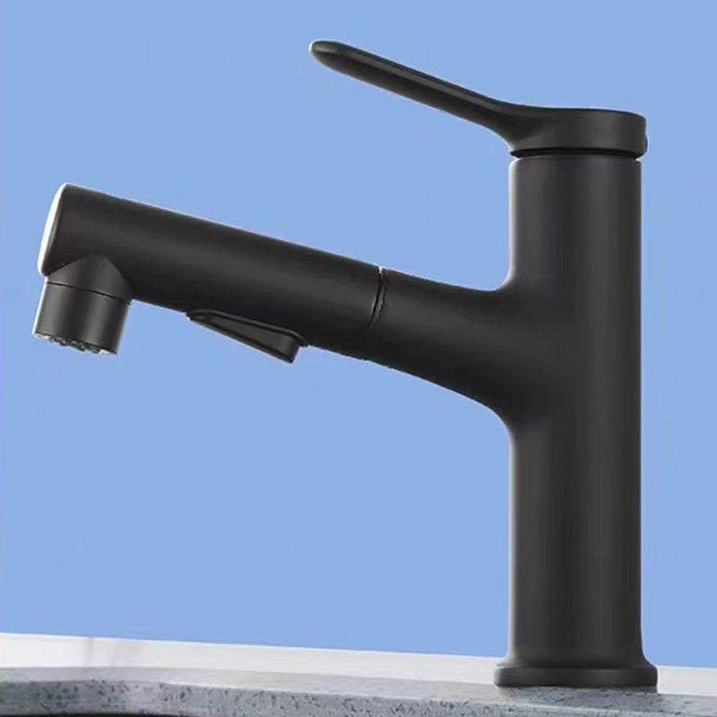 Contemporary Style Faucet Single Lever Handle Faucet with Swivel Spout Black Clearhalo 'Bathroom Remodel & Bathroom Fixtures' 'Bathroom Sink Faucets' 'Bathroom Sinks & Faucet Components' 'bathroom_sink_faucets' 'Home Improvement' 'home_improvement' 'home_improvement_bathroom_sink_faucets' 6438561
