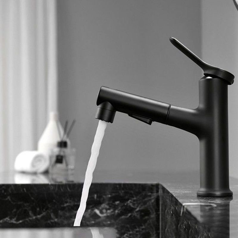 Contemporary Style Faucet Single Lever Handle Faucet with Swivel Spout Clearhalo 'Bathroom Remodel & Bathroom Fixtures' 'Bathroom Sink Faucets' 'Bathroom Sinks & Faucet Components' 'bathroom_sink_faucets' 'Home Improvement' 'home_improvement' 'home_improvement_bathroom_sink_faucets' 6438573