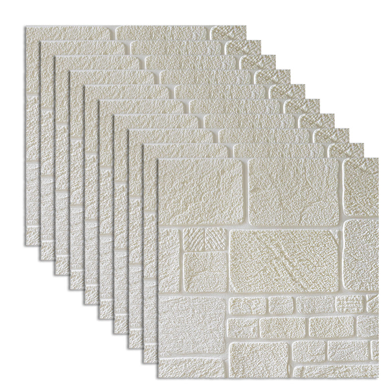 Waterproof Wall Ceiling 3D Faux Stone Foam Peel and Stick Living Room Panel (10-Pack) White Clearhalo 'Flooring 'Home Improvement' 'home_improvement' 'home_improvement_wall_paneling' 'Wall Paneling' 'wall_paneling' 'Walls & Ceilings' Walls and Ceiling' 6438800