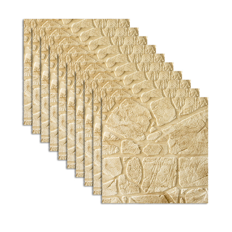 Waterproof Wall Ceiling 3D Faux Stone Foam Peel and Stick Living Room Panel (10-Pack) Light Yellow Clearhalo 'Flooring 'Home Improvement' 'home_improvement' 'home_improvement_wall_paneling' 'Wall Paneling' 'wall_paneling' 'Walls & Ceilings' Walls and Ceiling' 6438806