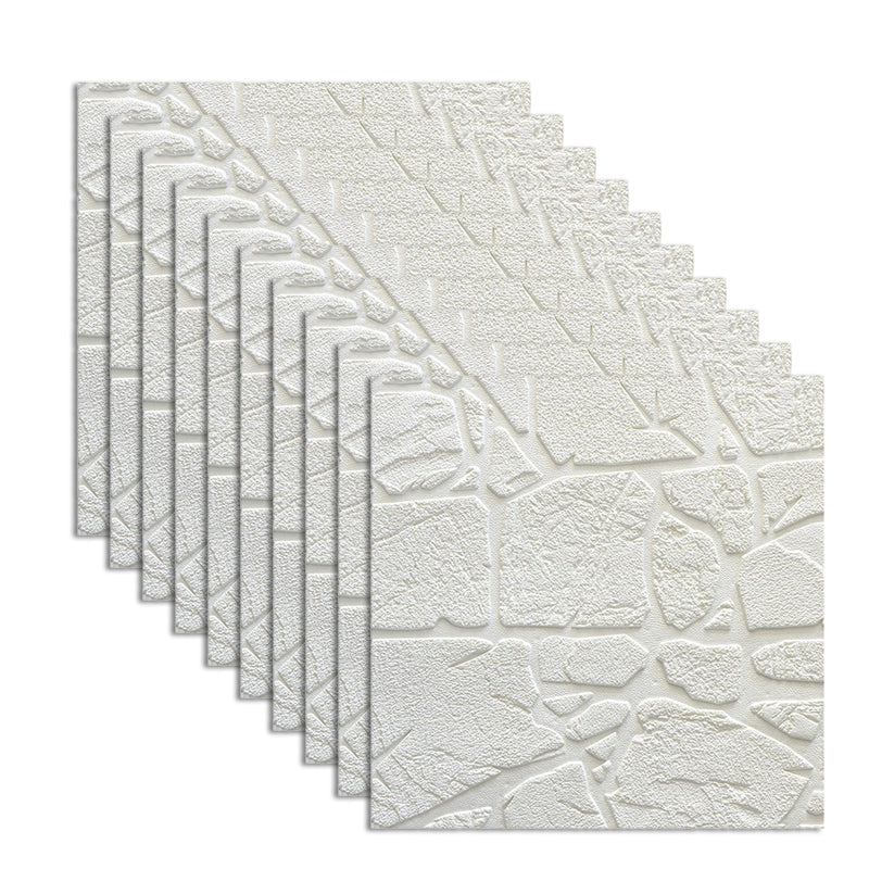 Waterproof Wall Ceiling 3D Faux Stone Foam Peel and Stick Living Room Panel (10-Pack) Cream Clearhalo 'Flooring 'Home Improvement' 'home_improvement' 'home_improvement_wall_paneling' 'Wall Paneling' 'wall_paneling' 'Walls & Ceilings' Walls and Ceiling' 6438810
