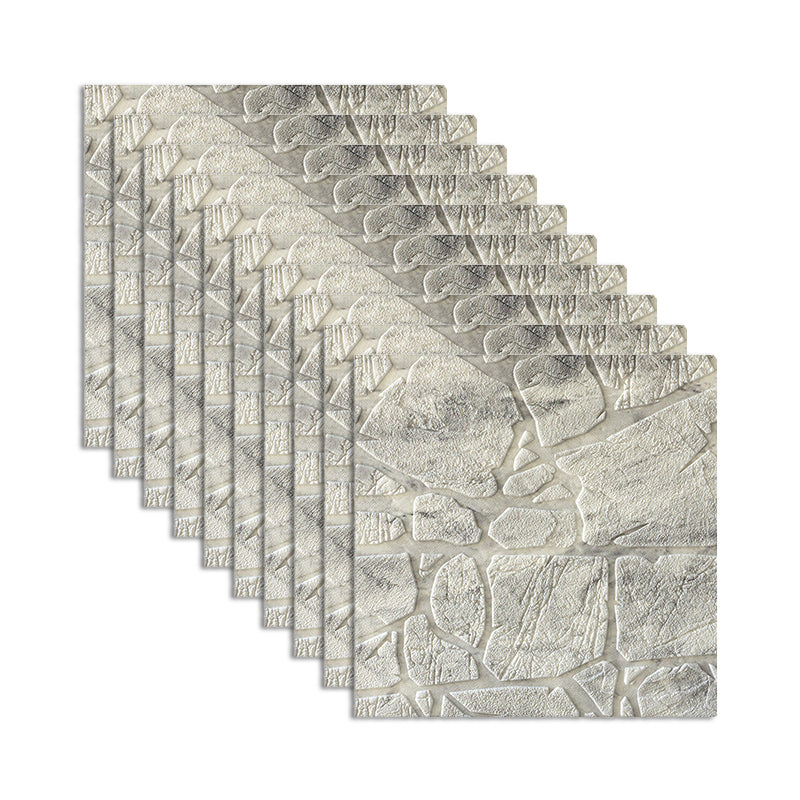 Waterproof Wall Ceiling 3D Faux Stone Foam Peel and Stick Living Room Panel (10-Pack) Cream Gray Clearhalo 'Flooring 'Home Improvement' 'home_improvement' 'home_improvement_wall_paneling' 'Wall Paneling' 'wall_paneling' 'Walls & Ceilings' Walls and Ceiling' 6438818