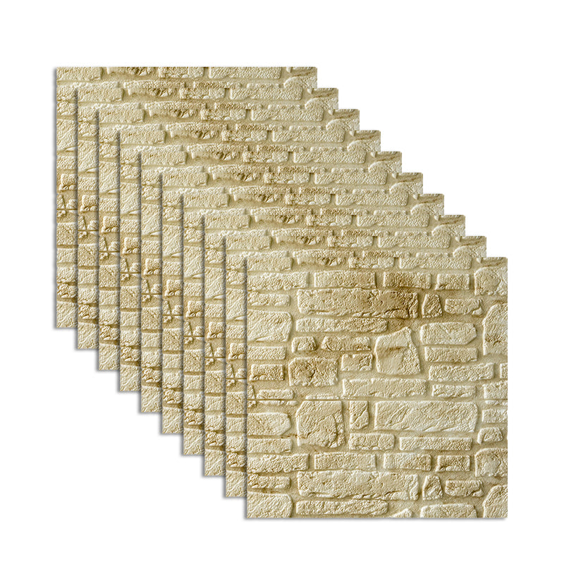 Waterproof Wall Ceiling 3D Faux Stone Foam Peel and Stick Living Room Panel (10-Pack) Beige Clearhalo 'Flooring 'Home Improvement' 'home_improvement' 'home_improvement_wall_paneling' 'Wall Paneling' 'wall_paneling' 'Walls & Ceilings' Walls and Ceiling' 6438821