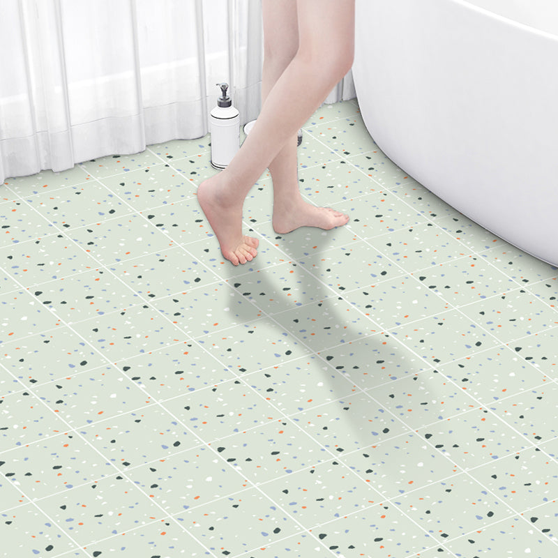 Bathroom Square PVC Flooring 24" x 118" x 4mm Peel & Stick Vinyl Flooring Green Clearhalo 'Flooring 'Home Improvement' 'home_improvement' 'home_improvement_vinyl_flooring' 'Vinyl Flooring' 'vinyl_flooring' Walls and Ceiling' 6446948