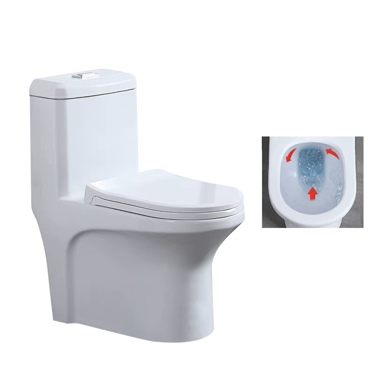 One-Piece Toilet Flush Toilet Floor Mounted UF Siphon Jet Toilet Bowl 14"L x 26"W x 30"H 16" Clearhalo 'Bathroom Remodel & Bathroom Fixtures' 'Home Improvement' 'home_improvement' 'home_improvement_toilets' 'Toilets & Bidets' 'Toilets' 6455839