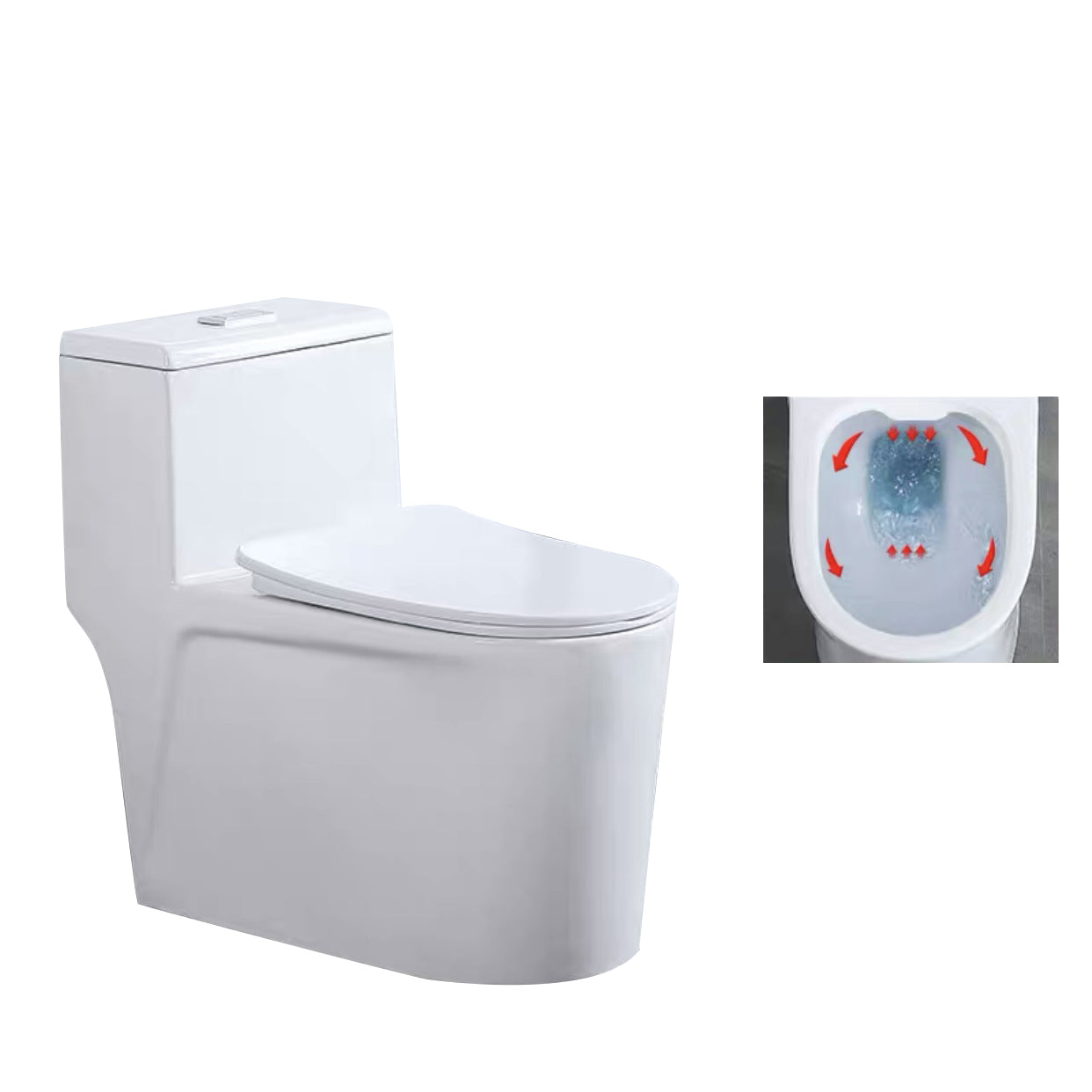 One-Piece Toilet Flush Toilet Floor Mounted UF Siphon Jet Toilet Bowl 15"L x 28"W x 26"H 16" Clearhalo 'Bathroom Remodel & Bathroom Fixtures' 'Home Improvement' 'home_improvement' 'home_improvement_toilets' 'Toilets & Bidets' 'Toilets' 6455843