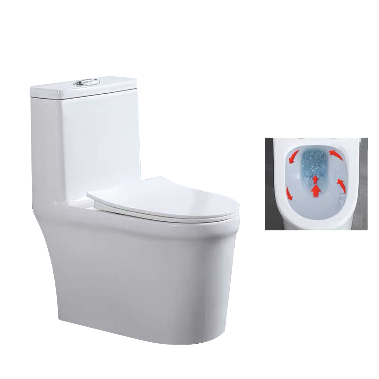 One-Piece Toilet Flush Toilet Floor Mounted UF Siphon Jet Toilet Bowl 15"L x 28"W x 30"H 16" Clearhalo 'Bathroom Remodel & Bathroom Fixtures' 'Home Improvement' 'home_improvement' 'home_improvement_toilets' 'Toilets & Bidets' 'Toilets' 6455844