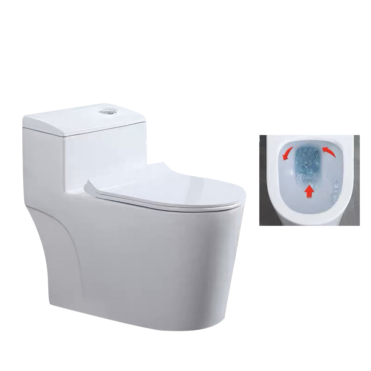 One-Piece Toilet Flush Toilet Floor Mounted UF Siphon Jet Toilet Bowl 16"L x 28"W x 25"H Clearhalo 'Bathroom Remodel & Bathroom Fixtures' 'Home Improvement' 'home_improvement' 'home_improvement_toilets' 'Toilets & Bidets' 'Toilets' 6455847