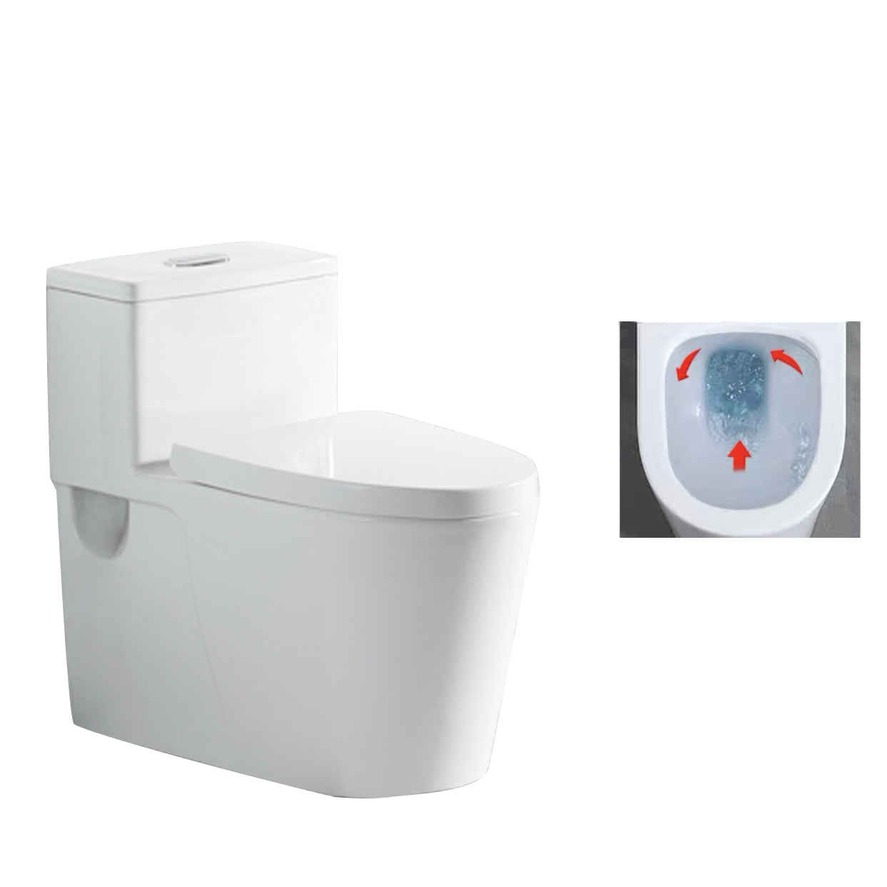 One-Piece Toilet Flush Toilet Floor Mounted UF Siphon Jet Toilet Bowl 16"L x 27"W x 26"H 16" Clearhalo 'Bathroom Remodel & Bathroom Fixtures' 'Home Improvement' 'home_improvement' 'home_improvement_toilets' 'Toilets & Bidets' 'Toilets' 6455848
