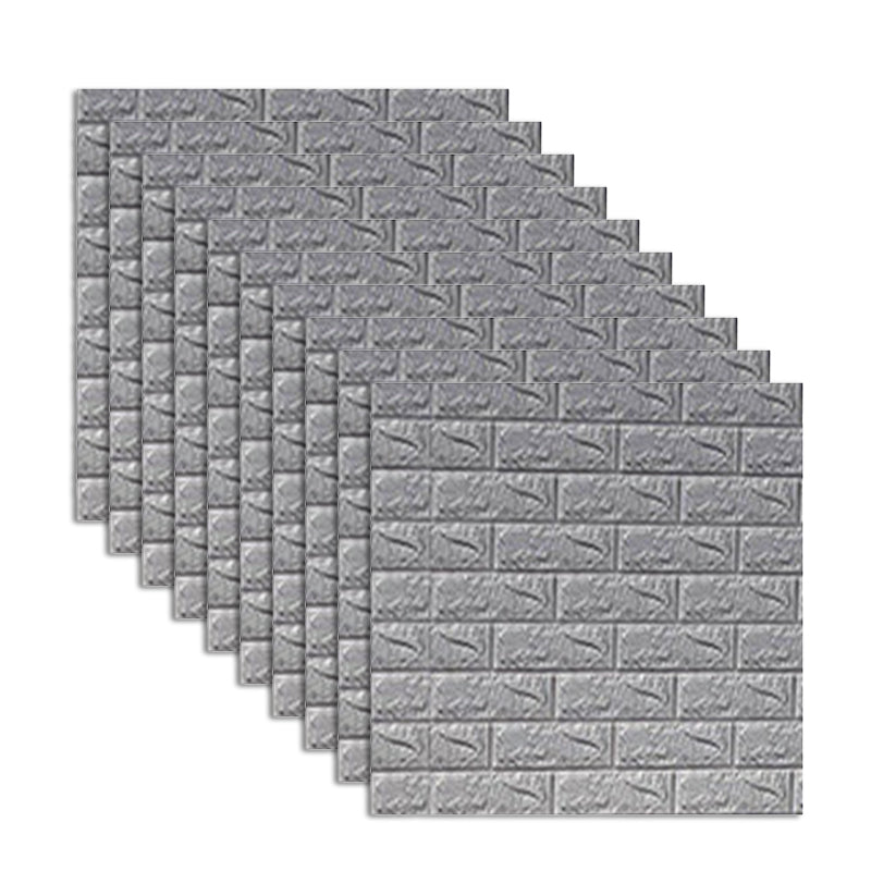 Foam Waterproof Water Panel Living Room 3D Artificial Brick Contemporary Panel (10-Pack) Silver Gray Clearhalo 'Flooring 'Home Improvement' 'home_improvement' 'home_improvement_wall_paneling' 'Wall Paneling' 'wall_paneling' 'Walls & Ceilings' Walls and Ceiling' 6455979