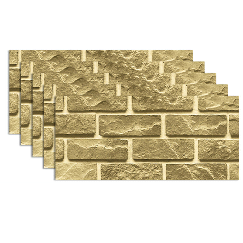 3D Artificial Brick Paneling Waterproof Peel and Stick Living Room Wall Panel (5-Pack) Yellow Clearhalo 'Flooring 'Home Improvement' 'home_improvement' 'home_improvement_wall_paneling' 'Wall Paneling' 'wall_paneling' 'Walls & Ceilings' Walls and Ceiling' 6456021