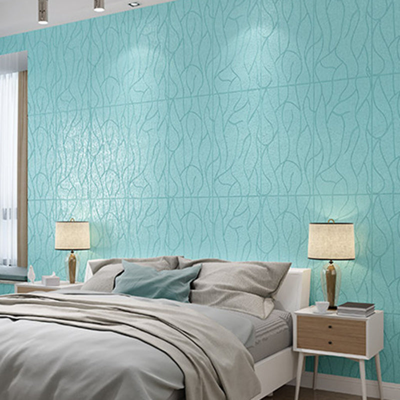 Modern Wall Tile PVC 3D Embossed Peel and Press Waterproof Indoor Wall Panel Blue 0.28" Clearhalo 'Flooring 'Home Improvement' 'home_improvement' 'home_improvement_wall_paneling' 'Wall Paneling' 'wall_paneling' 'Walls & Ceilings' Walls and Ceiling' 6456040