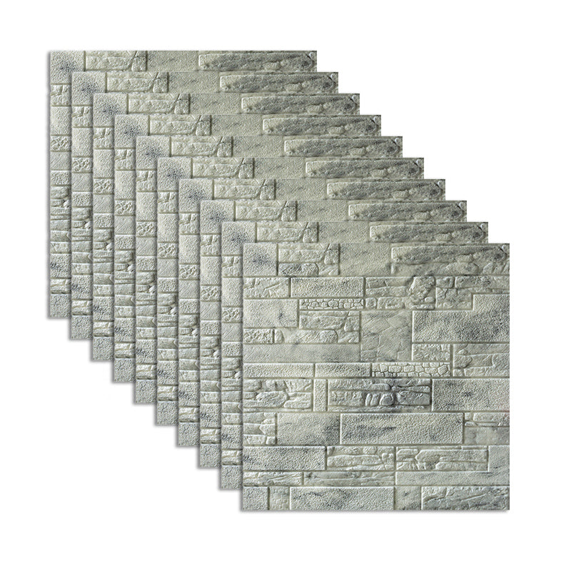 Modern Wall Tile PVC 3D Embossed Peel and Press Waterproof Indoor Wall Panel Light Gray 0.31" Clearhalo 'Flooring 'Home Improvement' 'home_improvement' 'home_improvement_wall_paneling' 'Wall Paneling' 'wall_paneling' 'Walls & Ceilings' Walls and Ceiling' 6456043