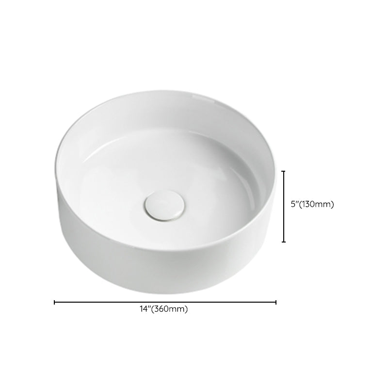 Modern Vessel Sink Round Porcelain Drain Assembly and Faucet Vessel Lavatory Sink Clearhalo 'Bathroom Remodel & Bathroom Fixtures' 'Bathroom Sinks & Faucet Components' 'Bathroom Sinks' 'bathroom_sink' 'Home Improvement' 'home_improvement' 'home_improvement_bathroom_sink' 6456520