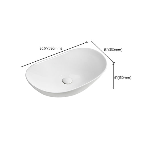 Modern Vessel Lavatory Sink Porcelain Oval with Faucet and Drain Assembly Vessel Sink Clearhalo 'Bathroom Remodel & Bathroom Fixtures' 'Bathroom Sinks & Faucet Components' 'Bathroom Sinks' 'bathroom_sink' 'Home Improvement' 'home_improvement' 'home_improvement_bathroom_sink' 6456539
