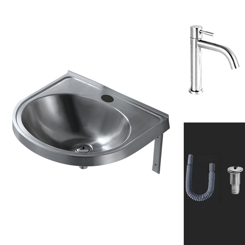 Modern Wall Mount Bathroom Sink Metal Wall Mount Bathroom Sink Low Profile Sink with Faucet Clearhalo 'Bathroom Remodel & Bathroom Fixtures' 'Bathroom Sinks & Faucet Components' 'Bathroom Sinks' 'bathroom_sink' 'Home Improvement' 'home_improvement' 'home_improvement_bathroom_sink' 6456548