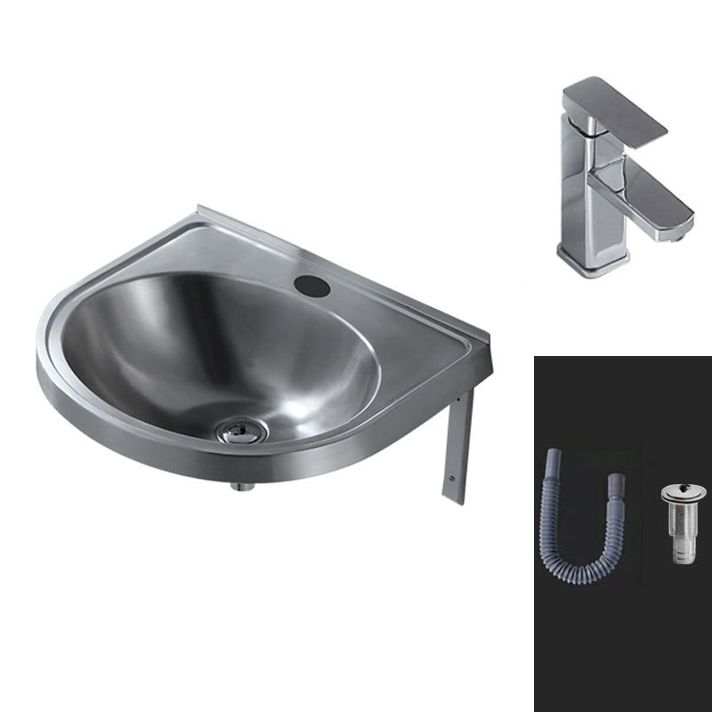 Modern Wall Mount Bathroom Sink Metal Wall Mount Bathroom Sink Square Faucet Sink with Faucet Clearhalo 'Bathroom Remodel & Bathroom Fixtures' 'Bathroom Sinks & Faucet Components' 'Bathroom Sinks' 'bathroom_sink' 'Home Improvement' 'home_improvement' 'home_improvement_bathroom_sink' 6456552