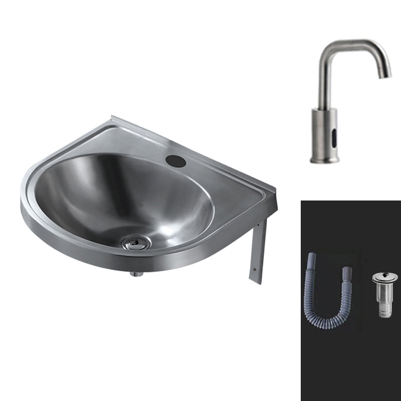 Modern Wall Mount Bathroom Sink Metal Wall Mount Bathroom Sink Induction Faucet Sink with Faucet Clearhalo 'Bathroom Remodel & Bathroom Fixtures' 'Bathroom Sinks & Faucet Components' 'Bathroom Sinks' 'bathroom_sink' 'Home Improvement' 'home_improvement' 'home_improvement_bathroom_sink' 6456554