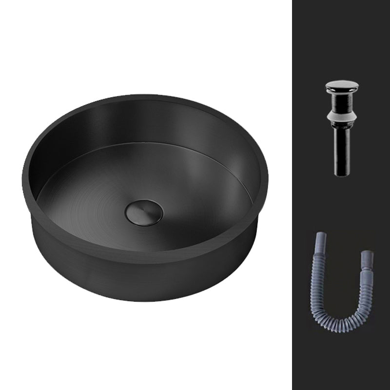 Round Bathroom Sink Modern Undermount Bathroom Sink with Faucet Black None Sink Clearhalo 'Bathroom Remodel & Bathroom Fixtures' 'Bathroom Sinks & Faucet Components' 'Bathroom Sinks' 'bathroom_sink' 'Home Improvement' 'home_improvement' 'home_improvement_bathroom_sink' 6457112