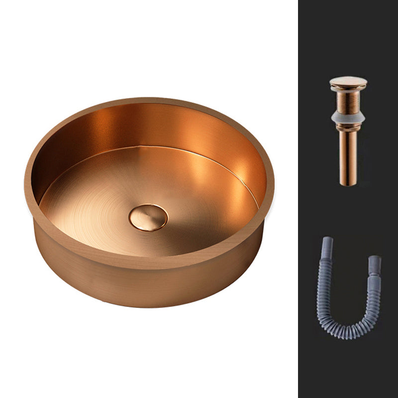 Round Bathroom Sink Modern Undermount Bathroom Sink with Faucet Rose Gold None Sink Clearhalo 'Bathroom Remodel & Bathroom Fixtures' 'Bathroom Sinks & Faucet Components' 'Bathroom Sinks' 'bathroom_sink' 'Home Improvement' 'home_improvement' 'home_improvement_bathroom_sink' 6457117