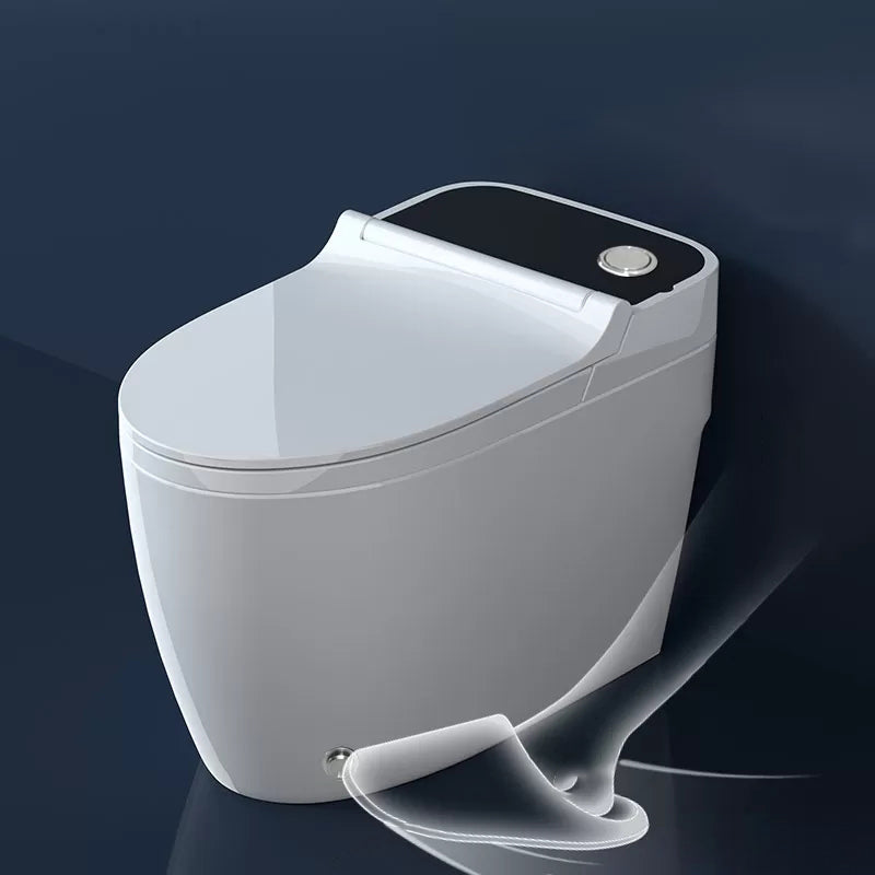 Modern Elong Toilet Bowl Siphon Jet Toilet with Seat for Bathroom Black Foot Flush Clearhalo 'Bathroom Remodel & Bathroom Fixtures' 'Home Improvement' 'home_improvement' 'home_improvement_toilets' 'Toilets & Bidets' 'Toilets' 6459973